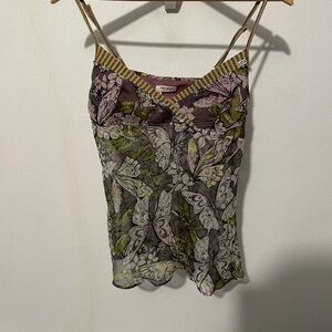 Miss Sixty Floral Camisole in Purple and Green / silk
